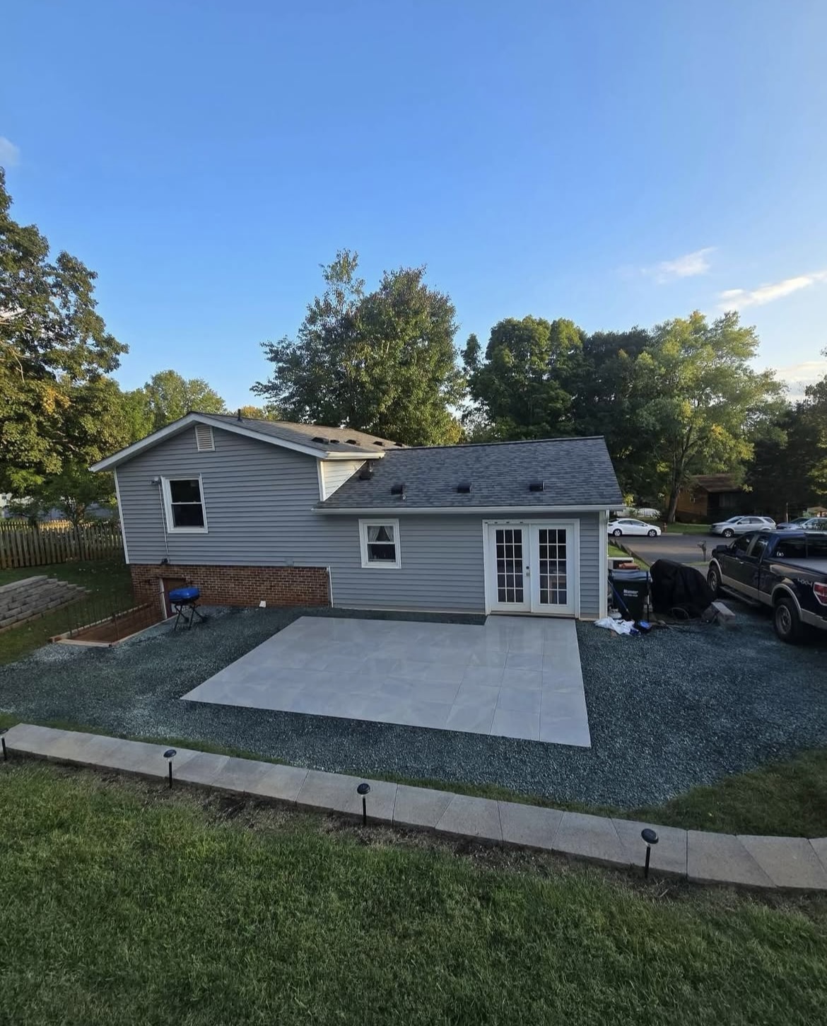 Porcelain paver patio photo